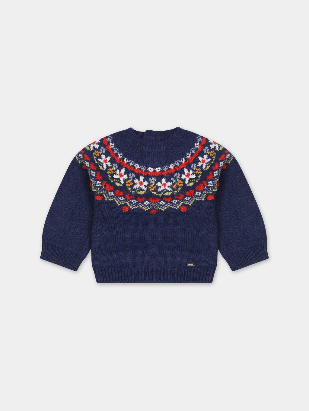 Pull bleu pour bébé fille avec motif jacquard